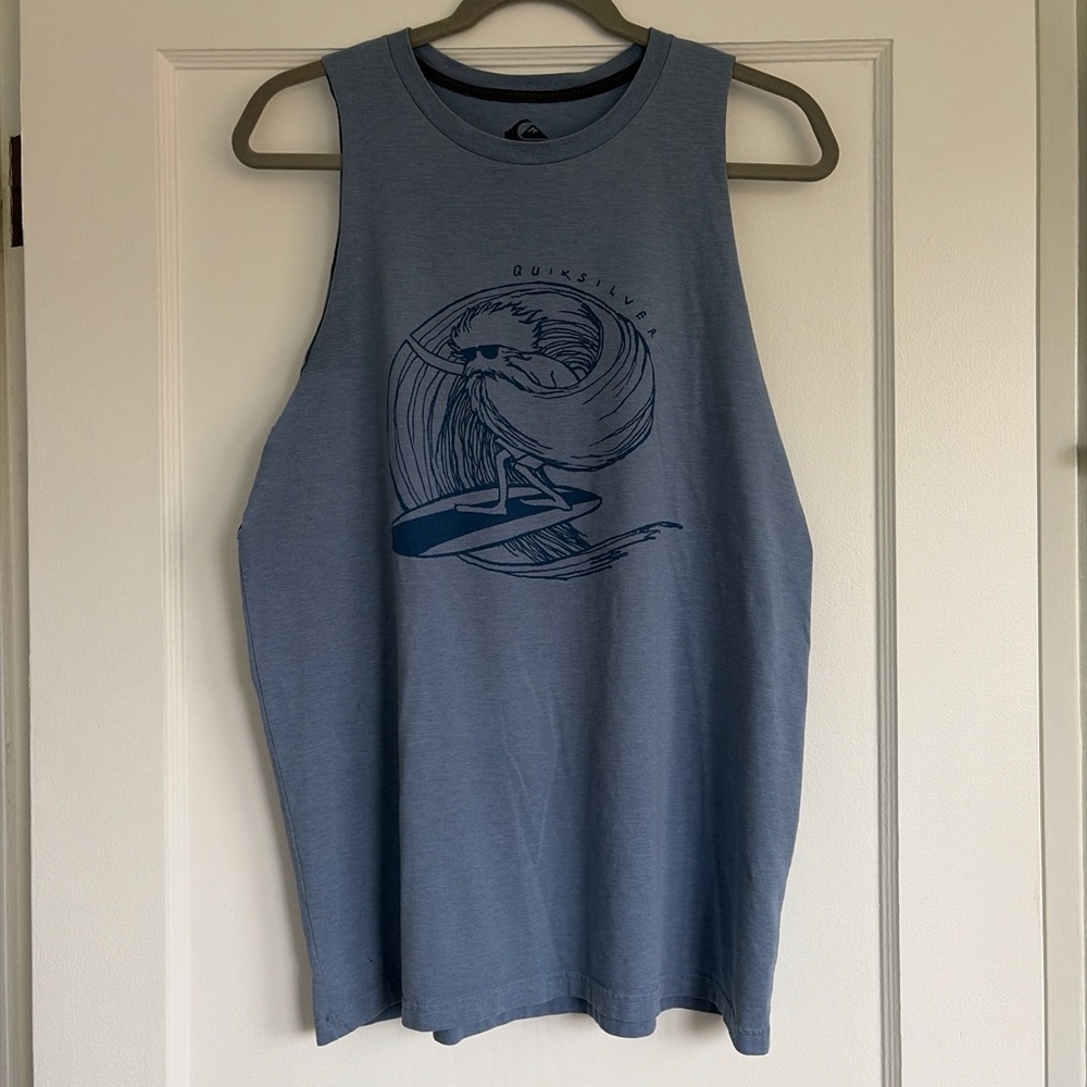 Quicksilver blue tank top with cut sleeves